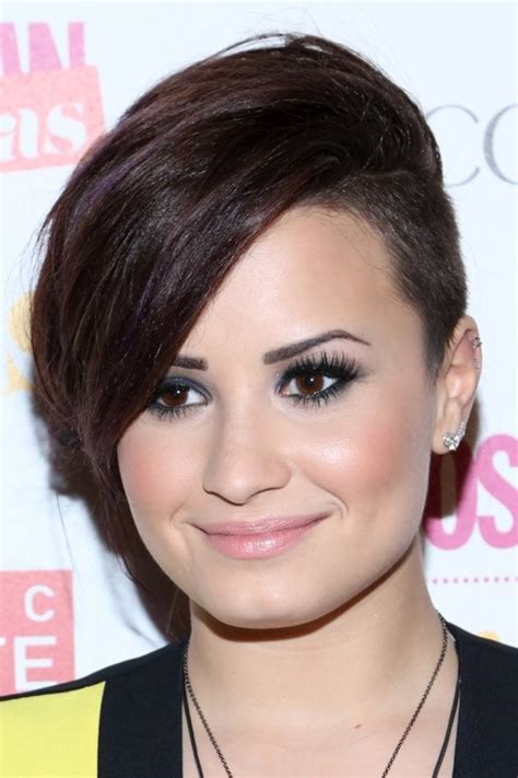 Demi Lovato Straight Dark Brown Asymmetrical Sidecut Undercut