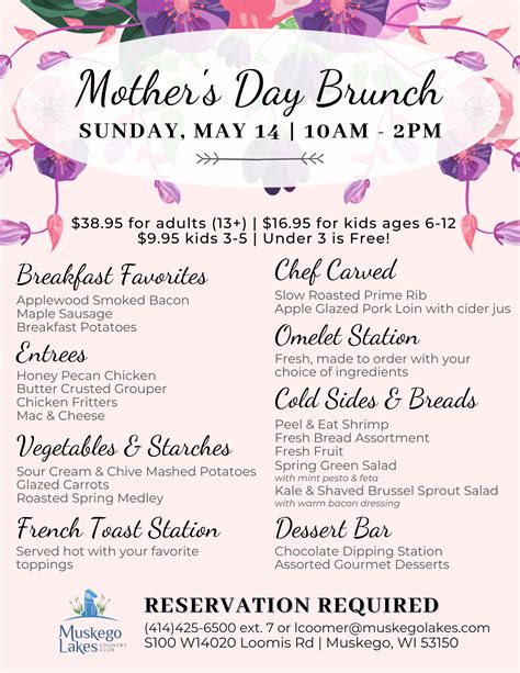 Annual Mother S Day Brunch Muskego Lakes Country Club