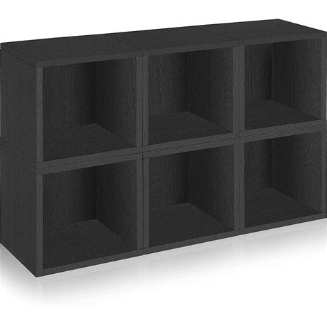 Way Basics Eco Stackable Modular Storage Cubes Black 6 Pack
