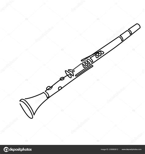 Pictures Clarinet Drawing Clarinet Line Art Drawing On White Vector