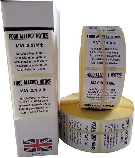 Food Allergy Labels Food Notice Labels 36mm X 36mm 1000 On Food