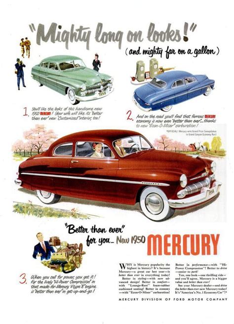 1950 Mercury Car Advertising Vintage Cars Automobile Advertising