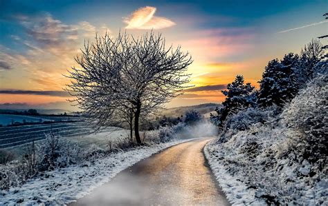 Winter Road Snow Hd Nature 4k Wallpapers Images Backgrounds Photos