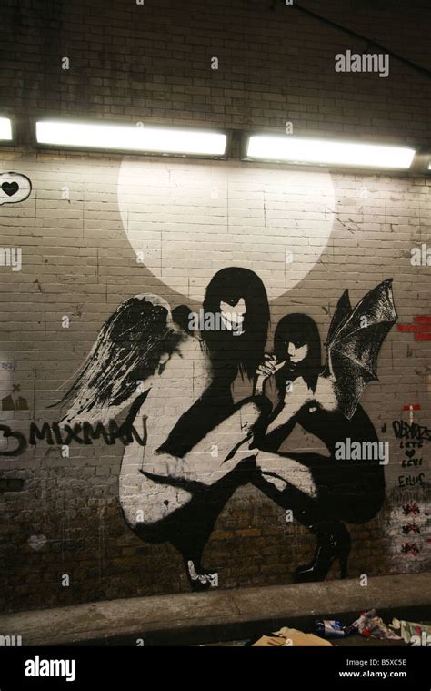 Naked Angle Banksy Graffiti Artist Art Stock Photo Alamy