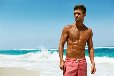 Man On Beach In Summer Male Relaxing Near Sea Stock Photo Image Of