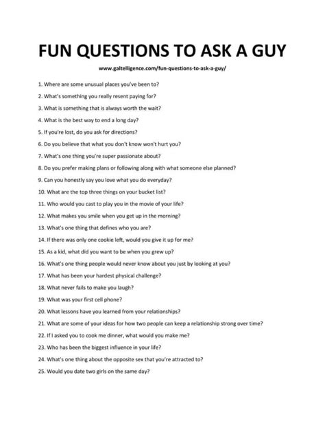 70 Fun Questions To Ask A Guy Spark Cool Conversations