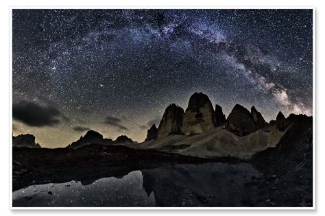 Stampa Milky Way Over Tre Cime Dolomites Di Dieter Meyrl