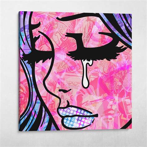 Pop Art Crying Girl Comic Graffiti Wall Art