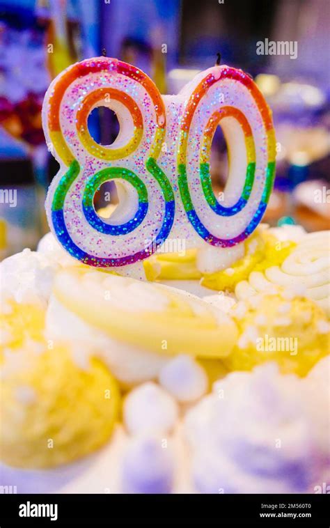 80th Birthday Cake Candles Stock Photo Alamy