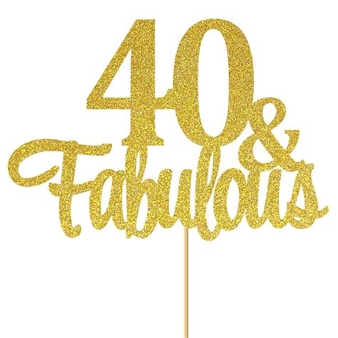 Svm Craft Gold Glitter 40 Fabulous Cake Topper 40 Anniversary