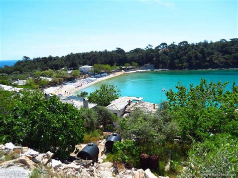 Aliki Village In Thassos Beach With Two Bays And Shallow Water