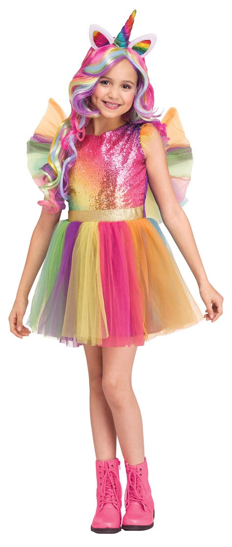 Rainbow Unicorn Halloween Girl Costume Size Large By Fun World
