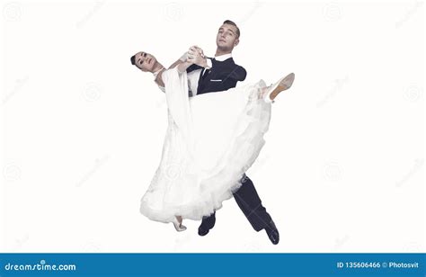Ballrom Dance Couple In A Dance Pose Isolated On White Bachground Stock