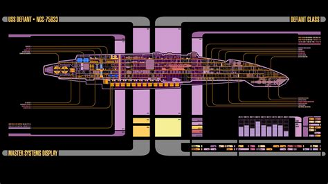 Uss Defiant Blueprint Illustration Star Trek Uss Defiant Lcars 5k