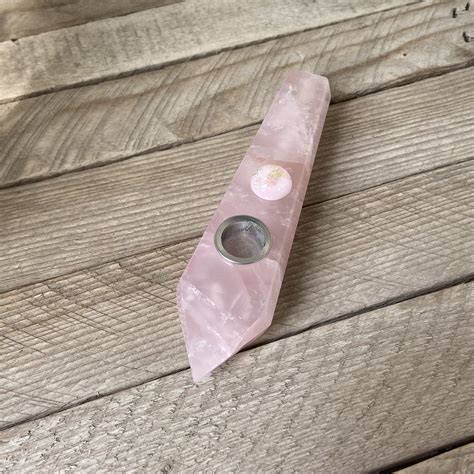 Rose Quartz Crystal Pipe Crystal Pipe Gemstone Pipe Smoker Etsy