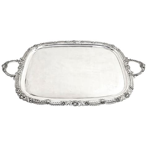 Large Antique Sterling Silver Serving Tray Or Tea Tray 1908 Shell And Gadroon At 1stdibs