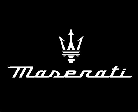 Maserati Symbol Brand Logo With Name White Design Italian Car