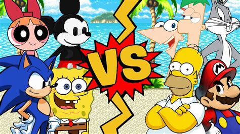 M U G E N Battles Spongebob Blossom Mickey Mouse Sonic Vs Phineas