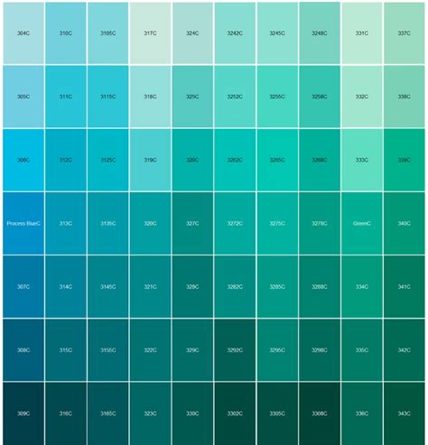 Pantone Color Chart Number For Teal Realtec