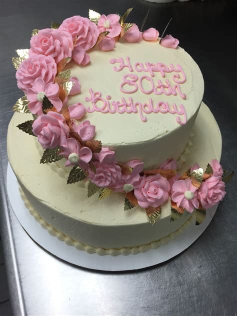 Pink Rose Stacked Birthday Cake