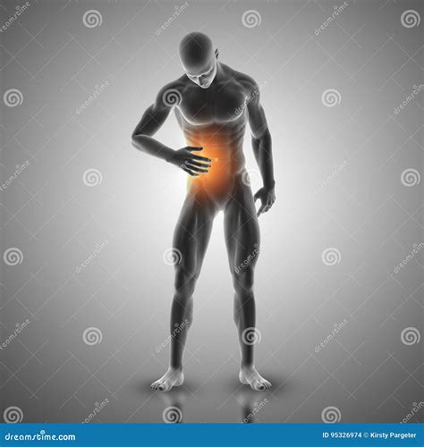 3d Male Figure Holding Stomach In Pain Stock Illustration Illustration Of Computer Biology