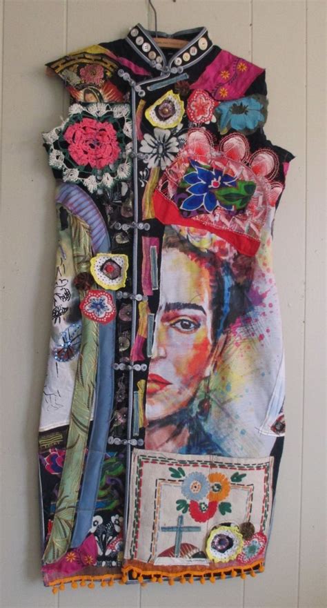 Mybonny Mandarin Mexican Frida Altered Artist Collage Clothing