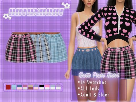 The Sims Resource B0t0xbrat Gothic Plaid Skirt