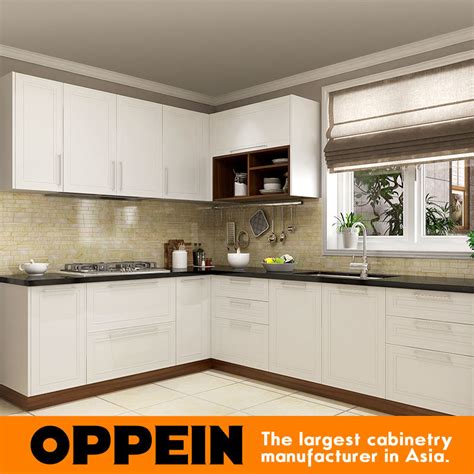 China Oppein Modern Design Lacquer Wood Modular L Shaped Kitchen