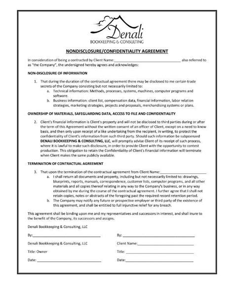 bookkeeping  disclosure agreement templates