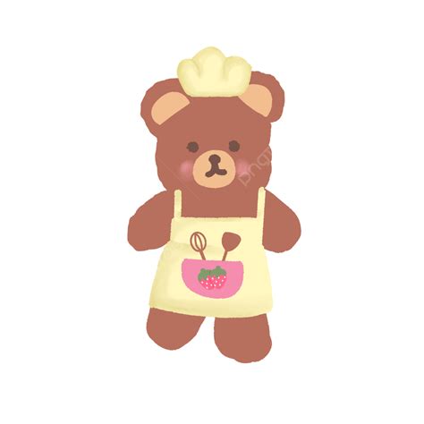 Chef Apron White Transparent Chef Bear Wearing Yellow Apron Cooking