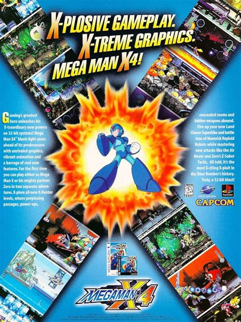 An Advertisement For The Game Mega Man X Which Features Images Of
