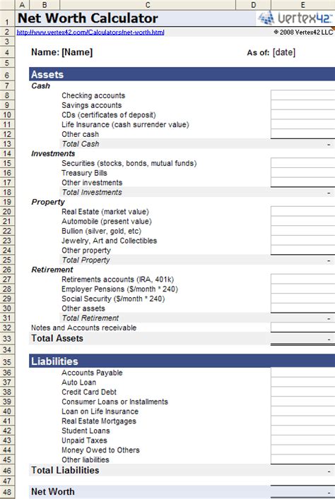 Personal Asset List Template Excel For Your Needs