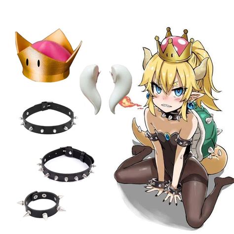Bowsette Princess Bowser Peach Cosplay Props Crown Choker Horns All Accessories Best Seller