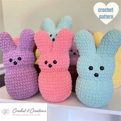 Marshmallow Bunny Crochet Pattern Peep Fluffy Plush Stuffy Etsy