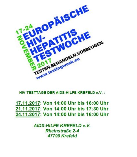 Europäische Hiv Testwochen Aids Hilfe Krefeld
