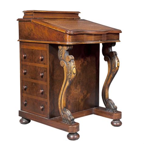Victorian Style Mahogany And Burr Maple Davenport Desk For