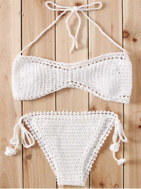 13 Off 2022 Crochet String Bikini Set In White Zaful