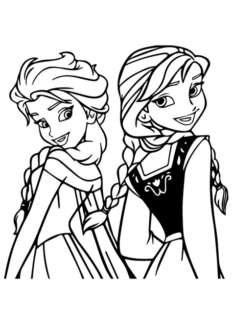 Dibujos de Elsa Con Anna para Colorear, Pintar e Imprimir