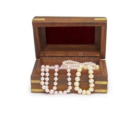Small Wooden Chest With Pearl Necklace Stock Photo Image Of Chest