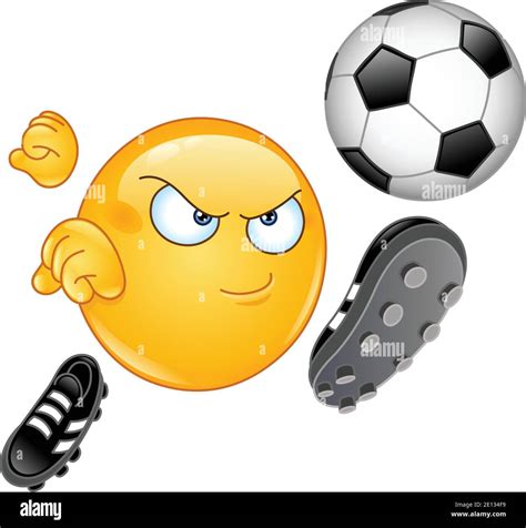 Emoji Emoticon Playing Soccer Football Kicking The Ball Stock Vector