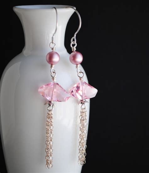 Items Similar To Swarovski Pink Crystal Earrings On Etsy