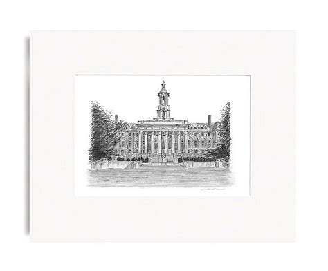 Penn State University Old Main Fine Art Print 8x10 Matted Nittany Lions