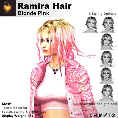 Second Life Marketplace Aanda Ramira Hair Blonde Pink Multistyle Low
