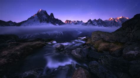 Landscape Harsh Landscapes Mountain River Mountains With Snow Rock Fog