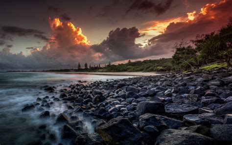 Nature Landscape Beach Australia Sunset Clouds Sea