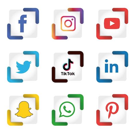 Symbole Für Soziale Medien Setzen Logo Vektor Illustrator Premium Vektor