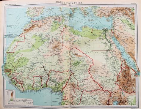 Huge 1922 Antique Map Northern Africa Sahara Desert