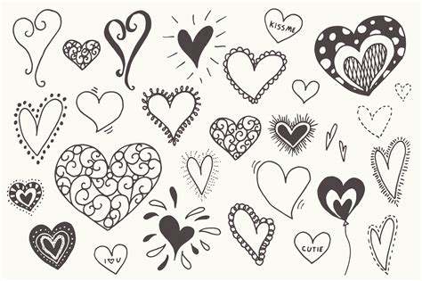 Doodle Hearts Clip Art Graphics On Creative Market