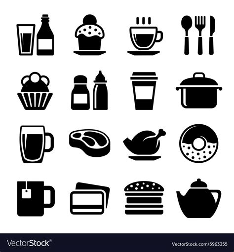 Restaurant And Cafe Food Drink Icon Set Royalty Free Vector