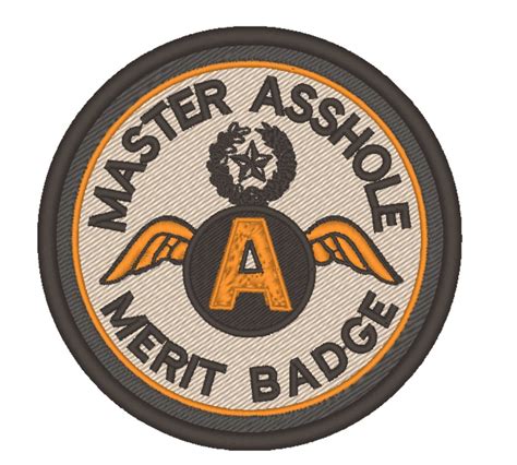Embroidered Patch Master Asshole Merit Badge Etsy